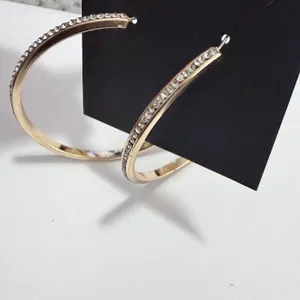 Lane Bryant Hoop Earrings Women Gold Tone Rhinestone Large Round Glam Jewerlry thumbnail 7