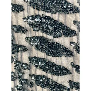 NWT Mandalay Black Silk Beaded Sequin Short Midi Evening Formal Dress Womens 4 thumbnail 7