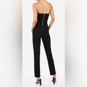 Express Strapless Sweetheart Neck Slant Pockets‎ Stretchy Jumpsuit Black Size 2 thumbnail 2