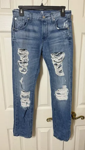 EUC 7 for all Mankind Distressed and Destroyed the Relaxed‎ Skinny Jean 25 thumbnail 1