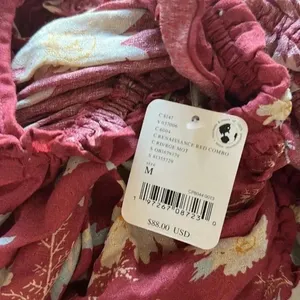 NWT Free People Intimately Bali Wild Daisy Slip Mini Dress Renaissance Red Combo thumbnail 8