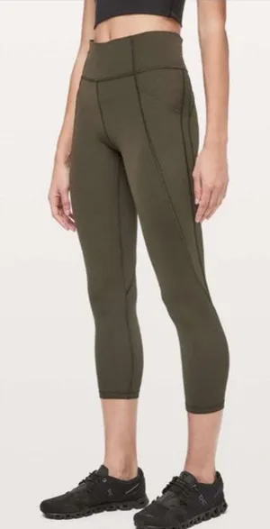 Lululemon Time To‎ Sweat Crop *23" Dark Olive Size 8 thumbnail 1