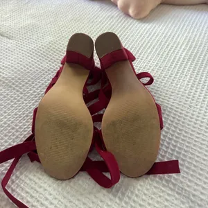 red strappy heels from amazon, wore for hoco and don’t need anymore thumbnail 3