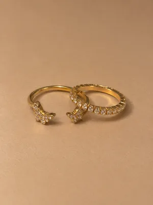 Jennifer Moore Jewelry Gold Plated Cubic Zirconia Ring Set thumbnail 3