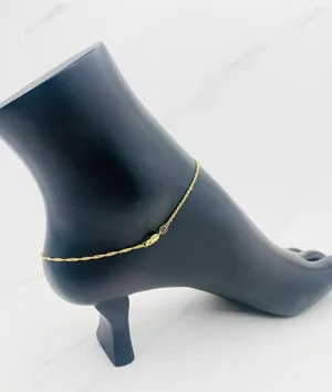 ❤️ 10k Gold Ankle Bracelet ❤️ Singapore Dainty Feminine Bracelet ❤️ Anklet 10” thumbnail 3