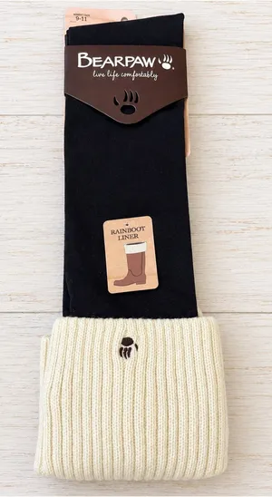 BEARPAW NWT Rainboot Winter Boot Liners Black & Cream Cozy Knit Women’s 5–12 thumbnail 1