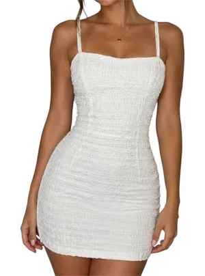 Princess Polly White Textured Ruched Mini Dress Bodycon Cottagecore Size‎ 2 thumbnail 1