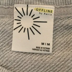 Offline by‎ Aerie Gray Short Sleeve Sweatshirt Medium Terry Knit Lounge Top thumbnail 2
