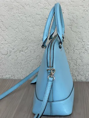 kate spade Baby Blue Leather Dome Satchel with Crossbody Strap thumbnail 6