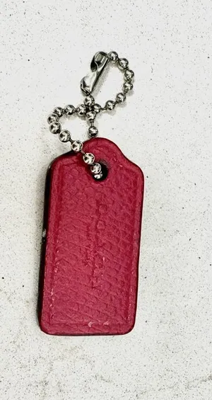 Coach Leather Hang Tag Key Chain Charm Pink Color Silver Hardware thumbnail 1