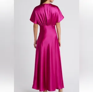 Dress Forum Magenta Satin Maxi Dress thumbnail 2