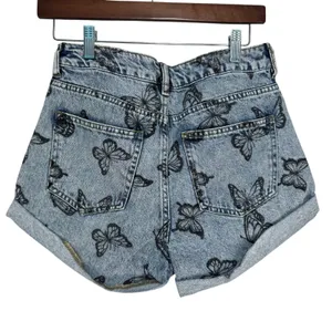 PacSun Womens Butterfly Print Denim Mom Shorts‎ Light Wash Blue Size 27 thumbnail 8