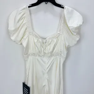 Lulus Catherine Ivory Satin Puff Sleeve Slip Midi Dress Romantic Cocktail L NWT thumbnail 10