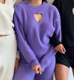 Florence by Mills Sweet & Snug Sweater Joggers Purple Cozy Loungewear Size Small thumbnail 5