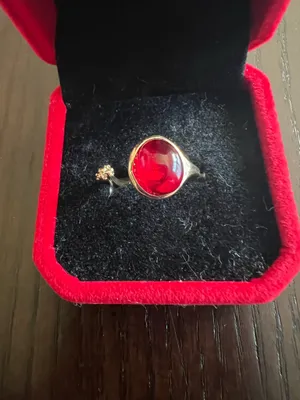 Women’s Golden Lab Created Ruby Statement Ring Size 7 Red thumbnail 2