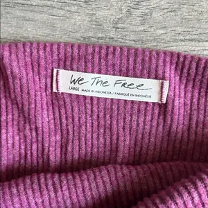 We The Free Ribbed Long Sleeve Sweater in Berry Pink thumbnail 2