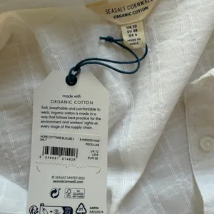 Seasalt Cornwall Hope Cottage Organic Cotton Blouse White NWT NEW 6 thumbnail 5