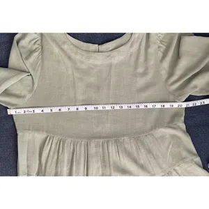 Umgee Tiered‎ Dress Sz MED Sage Green Boho Fringe Peasant Cottage Core thumbnail 6