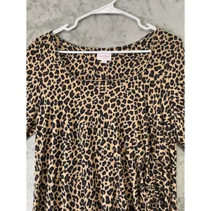 Isabel Maternity Leopard Print Ruched Side Dress Brown Black Long Sleeve Size M thumbnail 2