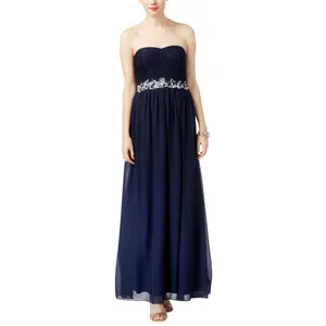 Speechless Juniors Embellished Glitter-Lace Gown Navy Blue 3 thumbnail 6
