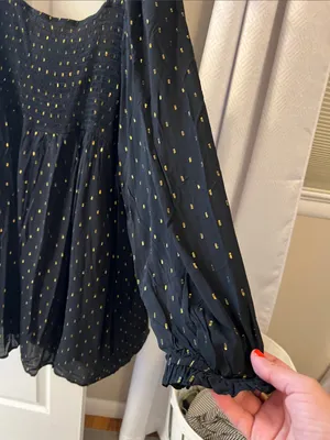 Motherhood Maternity Black Smocked Mini Dress with Gold Dot Accent thumbnail 3