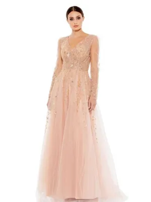 NWT Mac DUGGAL 20295 Embellished V Neck Long Sleeve A Line Gown Size 24 thumbnail 3