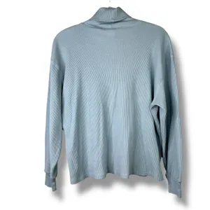 Aritzia TNA Rosedale Powdered Blue Waffle Knit Thermal Turtleneck Pullover Top thumbnail 8