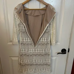 Eliza J Cream Lace Long Sleeve Dress thumbnail 4