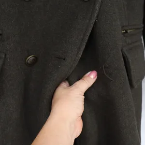 Forever 21 Wool Pea Coat Womens M Double Breasted Olive Green Military Good thumbnail 2