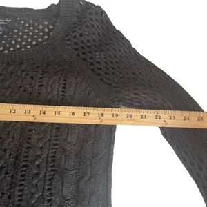 American Eagle Outfitters Size Large Gray Wool Blend‎ Crochet Sweater thumbnail 6