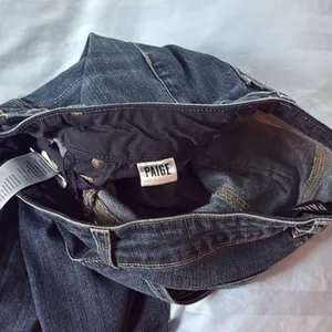 PAIGE Miki Straight Jeans In Merrick released Raw Hem Size 27 Dark Wash thumbnail 12