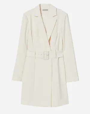NWT H&M Belted Blazer Jacket Dress Ivory Large thumbnail 1