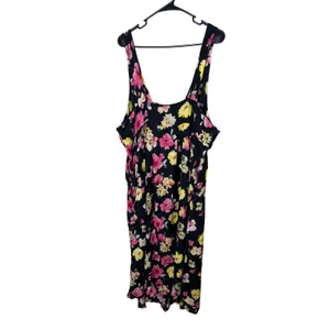 La Femme‎ Vintage Floral Rayon Lace Up Maxi Dress Black Pink Plus Size 2X thumbnail 8