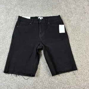 BP. Black Denim Bermuda Shorts Size 30 High Rise Raw Hem New with Tags Casual‎ thumbnail 2