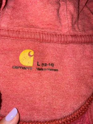 Carhartt Pink Full Zip Hoodie Sweatshirt with Embroidered Logo, Size L (12-14) thumbnail 5