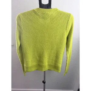 Cabi Loren #5011 Knitted Lime Green Retro Long Sleeve Sweater w Front Pockets M thumbnail 3