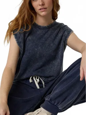 AE OFFLINE By Aerie Keep It 100 Terry Muscle T-Shirt American Eagle NWT Navy M thumbnail 5