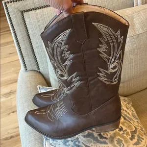 Western Cowboy Cowgirl Boots Brown Embroidered Women’s 40 thumbnail 3
