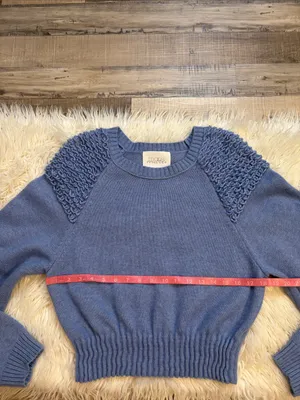 Anthropologie Mare Mare Cinched crew neck sweater with loop knit detail blue M thumbnail 8