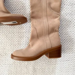 Dolce Vita Beige Suede Illora Knee High Heeled Pull On Knee High Boots 6 Sample thumbnail 2