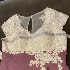Women’s Ivory Lace Top Chiffon V-Neck with Cap Sleeves Dress Size 16 NWT thumbnail 10