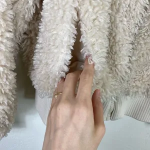 Zara TRF Ivory Cream Faux Fur Cropped Zip Up Sherpa Teddy Bomber Jacket Size S thumbnail 3