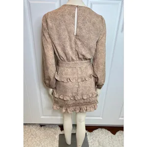 Lulu’s Kiss Me Goodnight Tan Polka Dot Ruffled Long Sleeve Mini Dress thumbnail 11