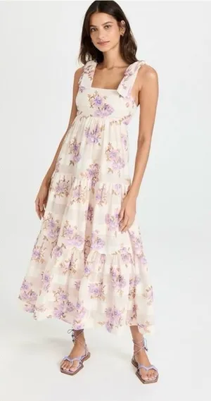 Zimmermann Rosa stripped picnic dress midi floral ruffles size OP/XS thumbnail 1