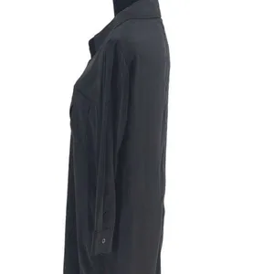 Carly Jean LA Womens 1/2 Button Front‎ Tencel Collared Dress Black Medium NWT thumbnail 3