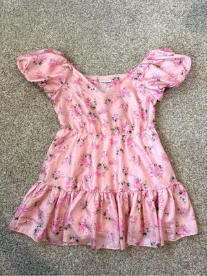 LoveShackFancy x Target Cecile Pink Floral Puff-Sleeve Dress Size 12 thumbnail 3