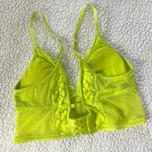 Aerie Hibiscus Lace Padded Longline Bralette Lime green thumbnail 4