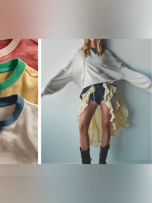 NWOT Free People We The Free Classic Crew Colorblock Sweatshirt - Tea Combo - XS thumbnail 6