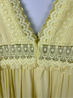 Mable boho yellow sleeveless maxi tiered dress size large thumbnail 8