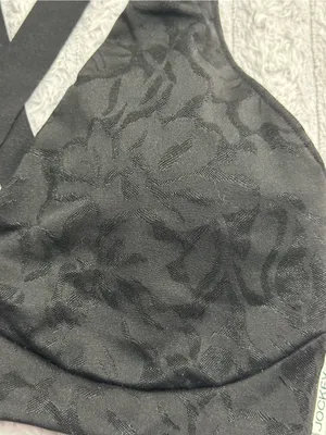 Jockey Black Seamless Floral-Texture Sports Bra thumbnail 4